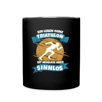 Triathlon Laufen Triathletin - Tasse einfarbig - Schwarz - Vorne