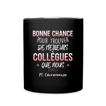 Collègue femme. Humour départ d'entreprise - Mug uni - noir - Devant