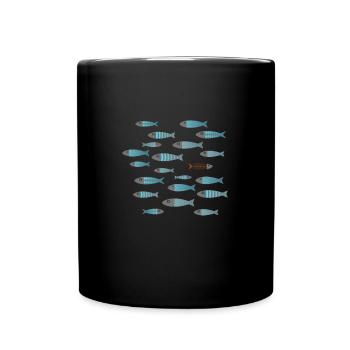 Fish shoal Swim against the current - Full Colour Mug - black - Front