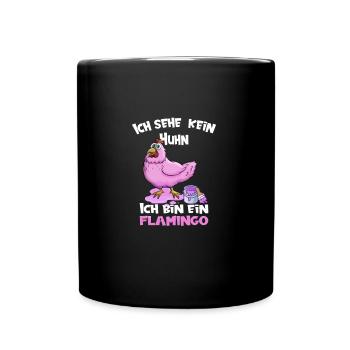 Flamingo rosa Huhn Cartoon - Tasse einfarbig - Schwarz - Vorne