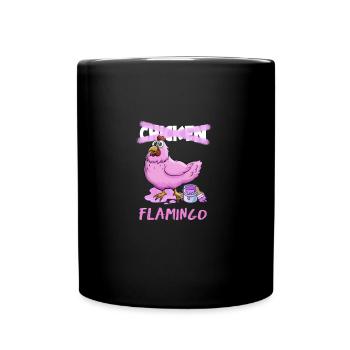 Huhn als Flamingo Cartoon - Tasse einfarbig - Schwarz - Vorne