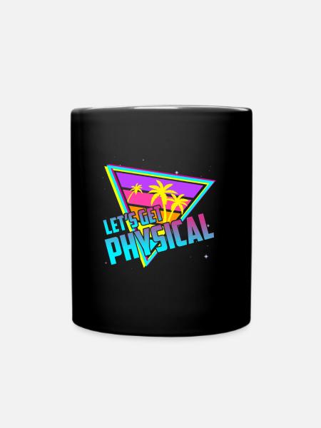 Let's Get Physical Vintage 80s Retro Workout - Full Colour Mug - black