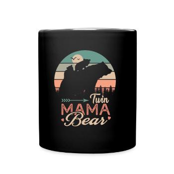 Zwilling Mama Bär Geschenk T-Shirt Mama Zwillinge - Tasse einfarbig - Schwarz - Vorne