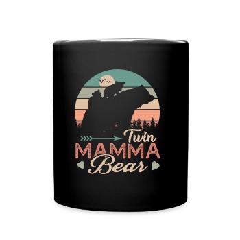 twin mamma bear gift tshirt mom twins - Full Colour Mug - black - Front
