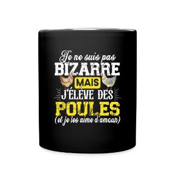 Poule Poulet Coq Poulailler Cadeau Humour Jaune - Mug uni - noir - Devant