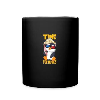 Regarder des films avec le Cartoon Penguin - Mug uni - noir - Devant