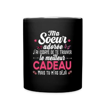 Soeur Grande Sœur Petite Cadeau Girly - Mug uni - noir - Devant