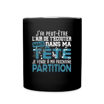 Musique Musicien Musicienne Partition Cadeau - Mug uni - noir - Devant
