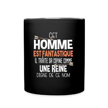 Homme Fantastique Reine Couple Cadeau Amour Humour - Mug uni - noir - Devant