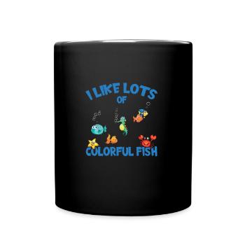 Divers snorkelers sea creatures - Full Colour Mug - black - Front