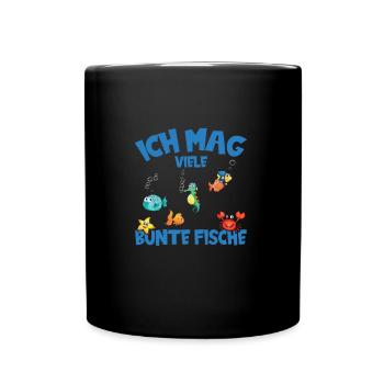 Taucher Schnorchler Meeresbewohner - Tasse einfarbig - Schwarz - Vorne