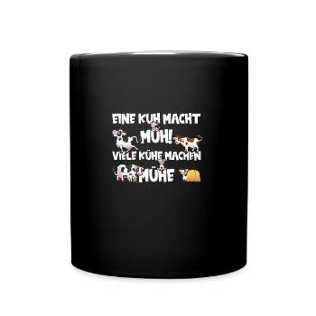 Cartoon Kuh Lustige Kühe - Tasse einfarbig - Schwarz - Vorne