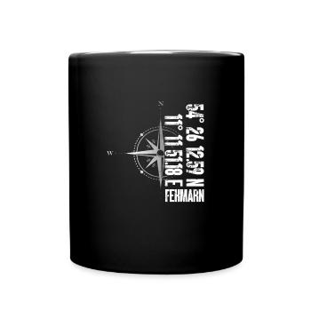 Fehmarn Insel Atlantik Koordinaten Karte Urlaub - Tasse einfarbig - Schwarz - Vorne