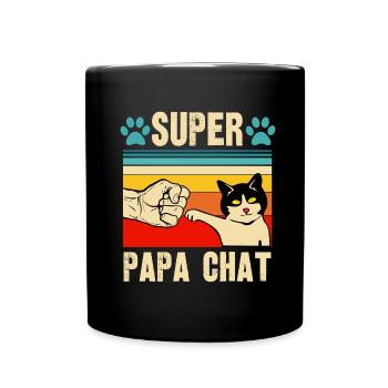 super papa chat - Mug uni - noir - Devant