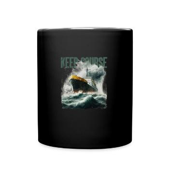 Commic ship in the Stormy Sea - Full Colour Mug - black - Front