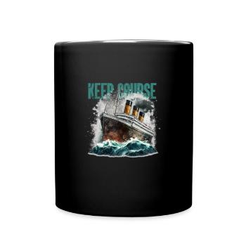Commic ship in the Stormy Sea - Full Colour Mug - black - Front