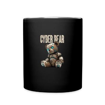 Science Fiction Bär Roboter - Tasse einfarbig - Schwarz - Vorne