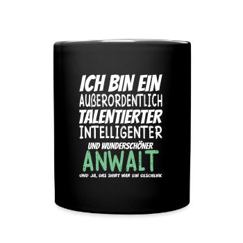 Ich bin ein Außerordentlich Wunderschöner Anwalt - Tasse einfarbig - Schwarz - Vorne