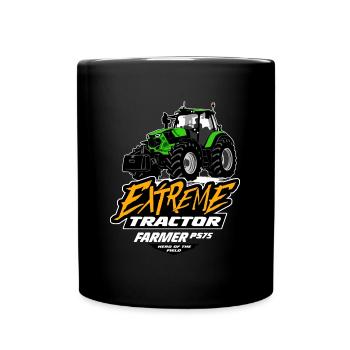 Traktor - Schlepper - Landwirt - Bauer - Tasse einfarbig - Schwarz - Vorne