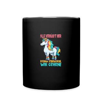 Comic Unicorn Crazy Rainbow Mane - Full Colour Mug - black - Front