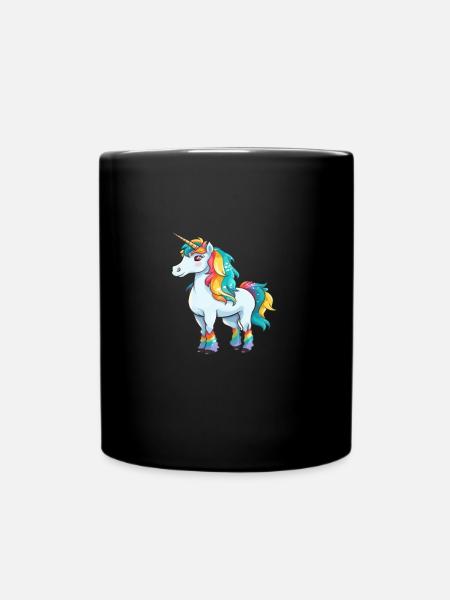 Comic lustiges kleines Einhorn - Tasse einfarbig - Schwarz