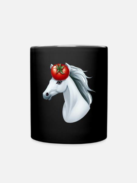 Pferdekopf Tomate - Kreatives Pferd & Gemüse Desig - Tasse einfarbig - Schwarz