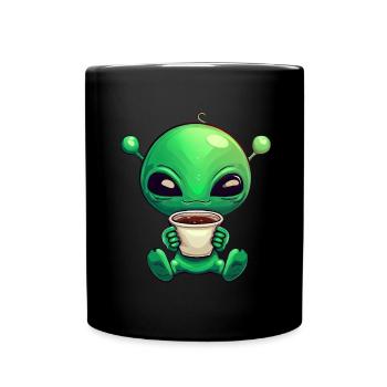 Alien Alien Coffee Drinker Early Bird G - Full Colour Mug - black - Front