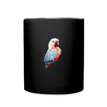 Bunter Papagei im Comic-Stil - Tasse einfarbig - Schwarz - Vorne