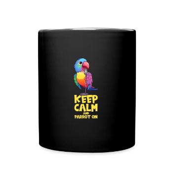 Keep Calm & Parrot On: Comic Parrot avec microphone - Mug uni - noir - Devant