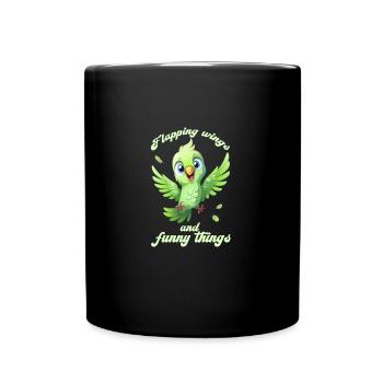 Flüge Spaß Comic Vogel - Tasse einfarbig - Schwarz - Vorne