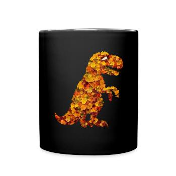 Dinosaure Trex du feuillage des feuilles d’automne - Mug uni - noir - Devant