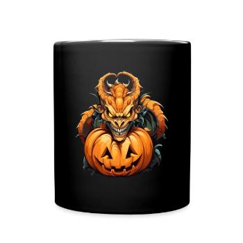 Halloween Dragon: Pumpkin Horror - Full Colour Mug - black - Front