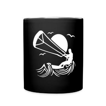 Silhouette de kitesurfeur, design d’aventure kitesurf - Mug uni - noir - Devant