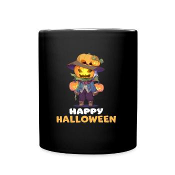 Happy Halloween Süße Kürbis Vogelscheuche Design - Tasse einfarbig - Schwarz - Vorne