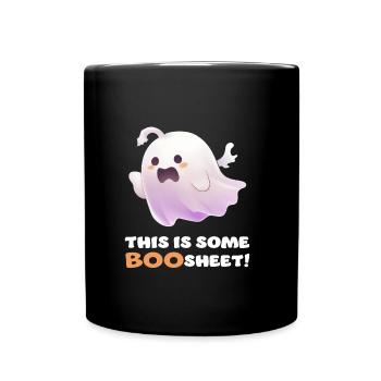 Lustiger Boo Sheet Spruch Süßer Halloween Geist - Tasse einfarbig - Schwarz - Vorne