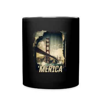 Vintage Golden Gate Bridge Merica USA Road Trip - Full Colour Mug - black - Front