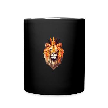 Polygone Lion Couronne royale - Mug uni - noir - Devant