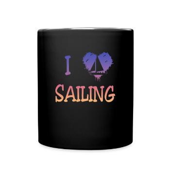 I love Sailing - Tasse einfarbig - Schwarz - Vorne