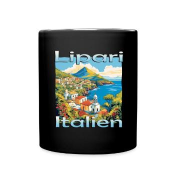Italien Lipari Sizilien Faszinierendes Design - Tasse einfarbig - Schwarz - Vorne