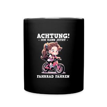 Fahrrad Fahren Lernen Mädchen - Tasse einfarbig - Schwarz - Vorne
