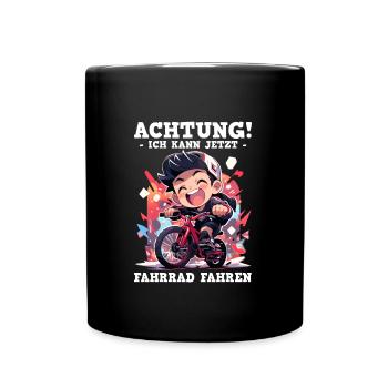 Fahrrad Fahren Lernen - Tasse einfarbig - Schwarz - Vorne