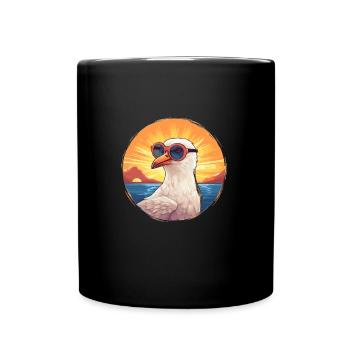 Été, Ambiance plage, Mouette fraîche - Mug uni - noir - Devant