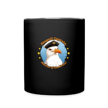 Seagull Captain - French fries expert on the beach - Full Colour Mug - black - Front