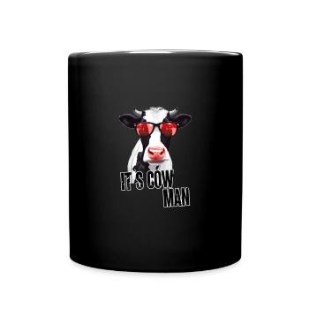 Vache avec des lunettes de soleil et disant - Mug uni - noir - Devant