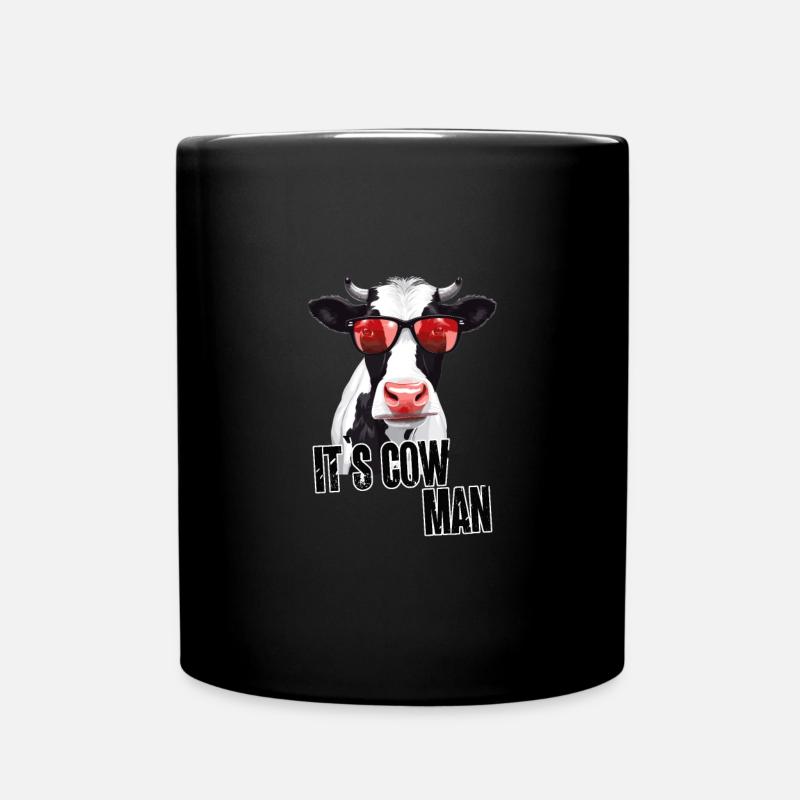 Kuh mit Sonnenbrille und Spruch - Tasse einfarbig - Schwarz