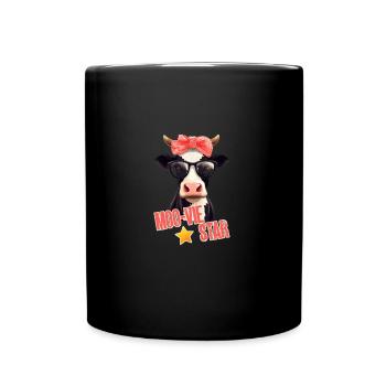 MOO-VIE STAR - Comic-Kuh mit goldenem Stern - Tasse einfarbig - Schwarz - Vorne
