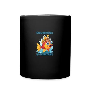 Cartoon Goldfish Crown - Swimming King Boys - Full Colour Mug - black - Front