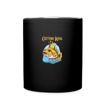 Catfish King Cartoon - Fishing, Fishing & Hunting - Full Colour Mug - black - Front