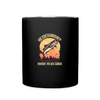 Hechtangriff Vintage - Nervenkitzel für Angler - Tasse einfarbig - Schwarz - Vorne