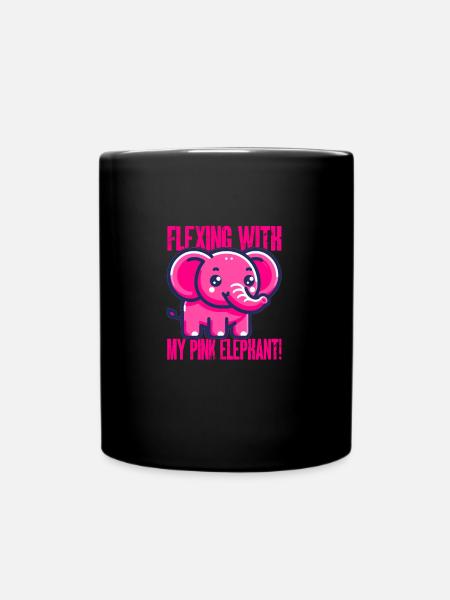 lustiger rosa Elefant mit spruch - Tasse einfarbig - Schwarz